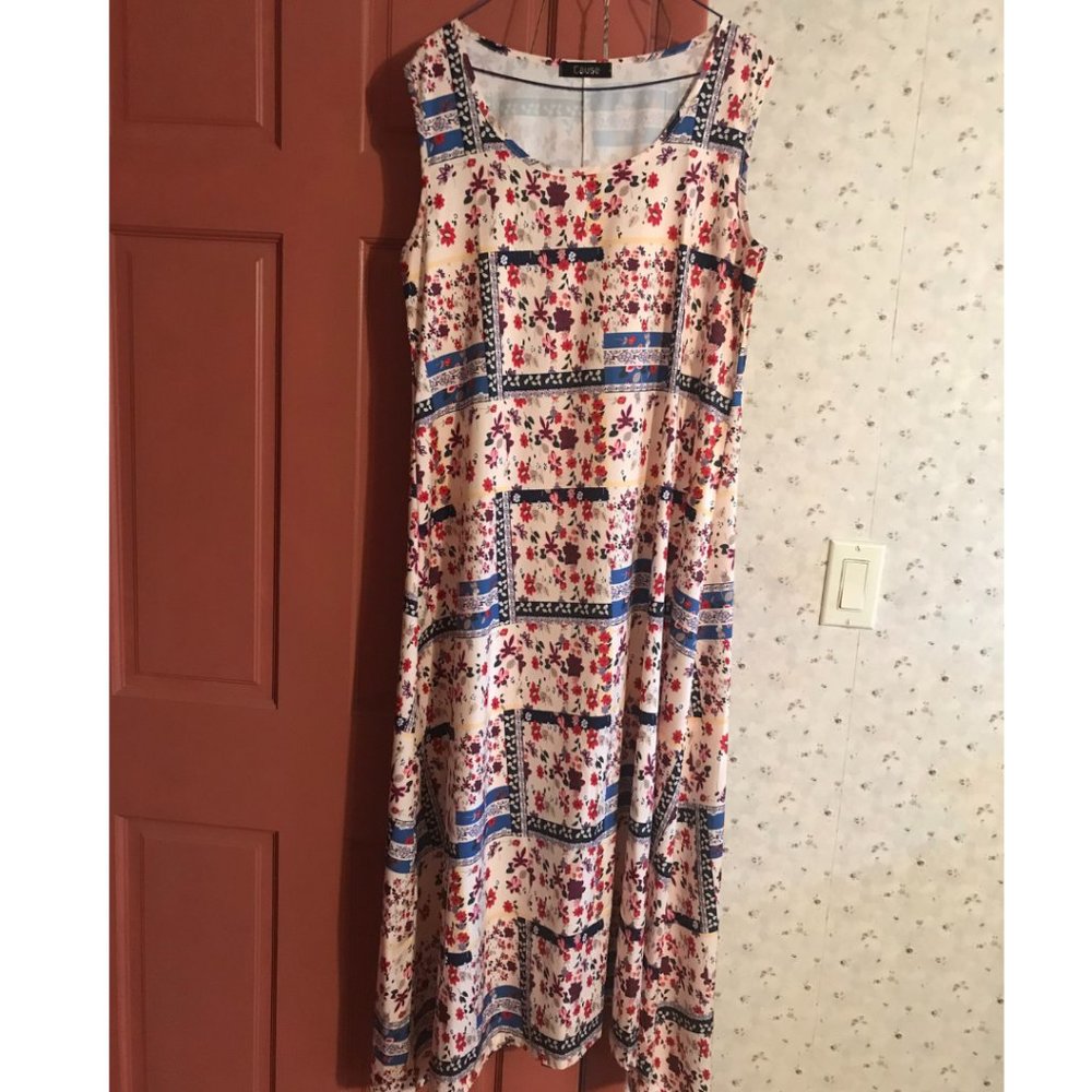 Silky Floral Sleeveless Dress